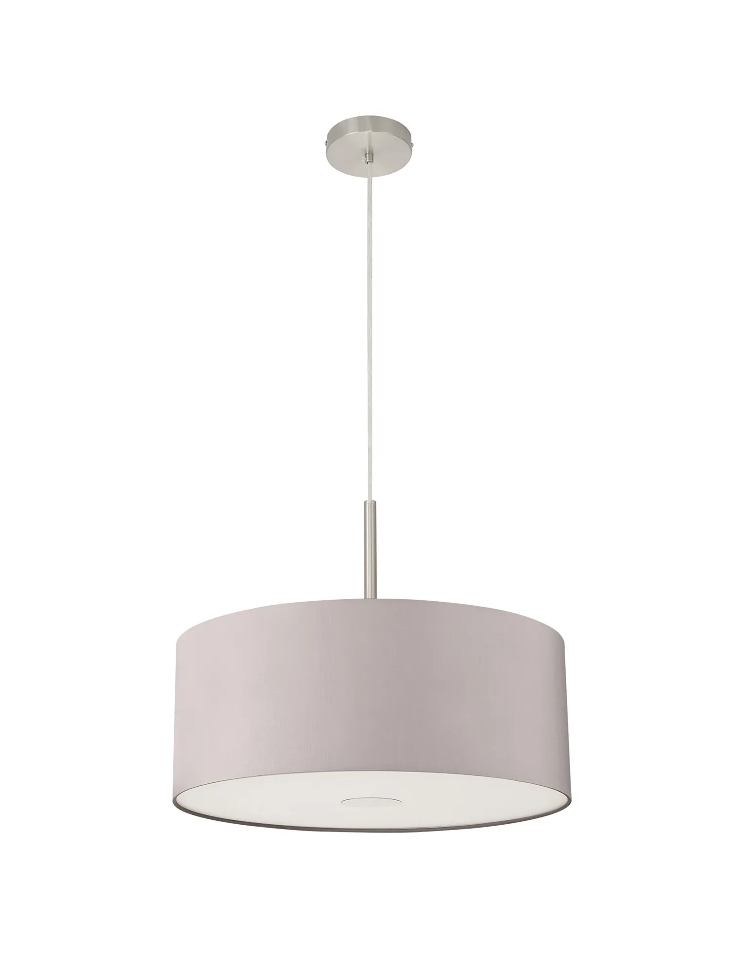Baymont 50cm Pendant 1 Light Satin Nickel, GreyWhite Laminate, Frosted Diffuser DK0310  Deco Baymont SN GR
